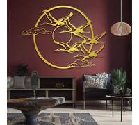 Metal Gold Birds Wall Art, Metal Crane Animal Art Wall Decor, Bird Artwork Decoration Modern Sculpture for Living Room,Bedroom Hallway and Stairs Nature Home Decor (Gold 24" x 18" / 60 x 4