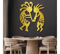 Metal Gold Kokopelli Wall Art, Metal Southwestern Native American Art Wall Decor, Kokopelli Artwork Decoration Modern Sculpture for Living Room,Bedroom Hallway and Stairs Nature Home Decor