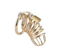 Metal Gold Man Chastity Cage Stainless Steel Penis Restriction Anti-Cheating Urethra Lock Abstainer Adult Sm Props Sextoy Gold One Size