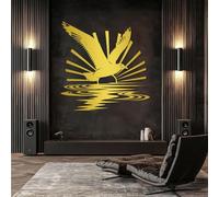 Metal Gold Seagull Sunset Wall Art, Metal Coastal Beach Nature Art Wall Decor, Seagull Sunset Artwork Decoration Modern Sculpture for Living Room,Bedroom Hallway and Stairs Decor (Gold 28" x2