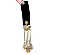 Metal Gold Tassel Fan-shaped Bell Hairpin, Ethnic Classical Black Gold Hair Accessories.