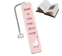 Metal Goose Bookmarks,Cute and Funny Reading Accessories,Stainless Steel Book Marks for Women Men,Silly Goose Metal Book Mark for Reading Lovers,Practical Reading Gifts for Adults Teenagers(Pink)