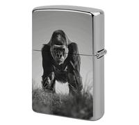 Metal Gorilla in The Grass Lighter Case Windproof Flip Top Lighter Sleeve Double Sided Vintage Cool Cigarette Pouch Holder Reusable Pocket Protective Cover Men Gifts for Boyfriend Husband