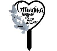 Metal Grandma Memorial Stake Grave Dove Decorations for Cemetery Gravesite Sympathy Markers Waterproof Memorial Gifts for Loss of Grandma Tombstones Plaque Outdoors Lawn Yard Decor (Grandma)