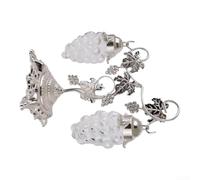 Metal Grape Spice Rack With 2 Glass Jars Silver | Silver Ornate Vine Stand, Clear Glass Bodies 16x9.6x21.5cm, Stable Dining Table Decor