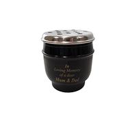 Metal Grave Vase With Silver Lid IN LOVING MEMORY OF A DEAR MUM & DAD