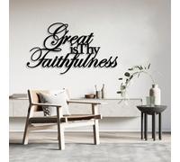 Metal Great is Thy Faithfulness Wall Art, Metal Bible Verse Artwork Decoration, Scripture Christian Home Decor for Living Room,Bedroom Hallway and Stairs Nature Home Decor Gift (Black 3