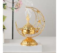 Metal Greek Incense Burner Antique Arabic Incense Censer Pot Metal Candlestick Candle Stand Incense Bowl for Aromatherapy Yoga Spa Home Decor (Gold)