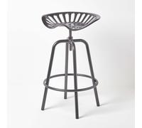 Vintage Style Metal Adjustable Tractor Seat Bar Stool Homescapes Grey One Size
