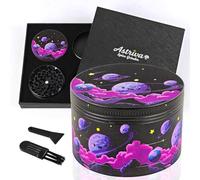 Metal Grinder Large 63mm, 4-Piece Smiley Moon Grinder for Weed with 50 Shark Teeth, Spice Crusher with Pollen Screen for Kitchen Herb (Smiley Moon,Purple D)