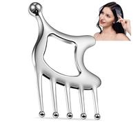 Metal Gua Sha Facial Tools Protable Scalp Massage Tool 5 in 1 Massage Comb for Head, Neck, Shoulders, Legs & Arms Hand Held Head Massager for Deep Relaxation and Relieving Fatigue & Pain, Home SPA