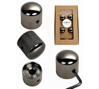 Metal Guitar Knobs Black Pewter Electric Knobs For Volume And Tone Control | 4 Pcs Guitar Volume Knobs With Allen Keys Screws For Fender Strat Telecaster Gibson Les Paul Electric Guitar Bass Parts