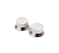 Metal Guitar Knobs - Push-On Bell Top Hat Knobs for Fender Strat 5.8mm Split Shaft Pots,2pcs/3pcs - Black,Gold, Red Copper, Chrome, Bronze,Black Nickel - Compatible with Most Guitar (Chrome,2 pcs)