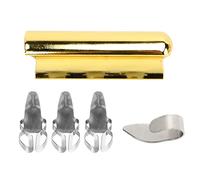 Metal Guitar Slide & 4 Finger Picks Set | Expert Tone Bar for Smooth Glissando | String Instrument Accessories for Guitar/Ukulele/Banjo (Gold)