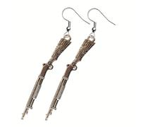 Metal Gun Earring Replica Shotgun 2 Gauge Hunting Pair Earrings Charm Pendant Gift Cool Army Men Military Gaming Jewellery Silver Men's Gamer Action Dangle Drop Hunt Shot
