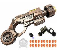 Metal Gun Toy EDC, 20 Soft Bullets Toy Stress Relief Multiple Play Modes Soft Bullet Guns Toy with Mini Steel Disc, to Collect / Gift