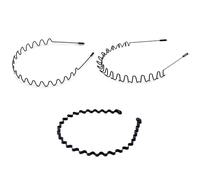 Metal Hair Bands for Men, Black Zig Zag Headband, Non-Slip Wavy Hairbands for Boys, Unisex Outdoor, Sports, Weddings and Daily Wear(3 Pcs)