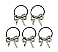 Metal Hair Bobbles Ponytail Holder, 5 x French Style Hair Wrap Ponytail Holder with Bow for Women, Decorative Ponytail Hair Bobbles for Daily Life, School, Party, Travel