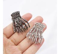 Metal Hair Claw Clips, Mini Gothic Silver Barrettes Clamps, Scary Small Hair Accessories for Hallowe'en, Dress Up Party, Cosplay, Silver&Black