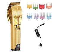 Metal Hair Clipper with 2500mAh Battery 8 Limit Combs HD LED Display Ergonomic Design for Dry Wet Hair
