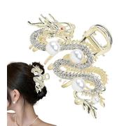 Metal Hair Clips - Fashionable Accessory, Strong Hold Hair Clip, Shining Dragon Shape Haair Claw Hot Girls | Exquisite Dragon Hairpin with Pearl Haair Clamps for Birthday Mother's Day