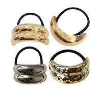 Metal Hair Tie Holder - Geometric Hair Cuff, Gold Elastic Hair Bands | 4X Fashion Ponytail Hair Tie Retro Hair Accessories And Stylish Headwear Secure Hold For Women Casual Or Formal Looks Gadget