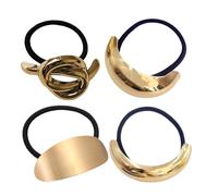 Metal Hair Ties, Geometric Elastic Hair Ropes, Fashion Gold Cuff, 2.28 x 0.98 x 1.18 inches Decorative Ponytail Holders for Women's Stylish Hairstyles and Everyday Wear