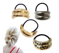 Metal Hair Ties, Geometric Elastic Hair Ropes, Fashion Gold Cuff, 2.28x0.98x1.18 inches Decorative Ponytail Holders for Women's Stylish Hairstyles and Everyday Wear
