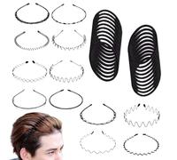 Metal Hairband for Men 12 Pieces Adjustable Comfortable Lightweight Hoop
