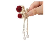 Metal Hairpin with Rhinestone Detail, Red rose with, C | Ornate Metal Detailing with Secure Grip for Modern Outfits Weddings Special Occasion Lightweight Design