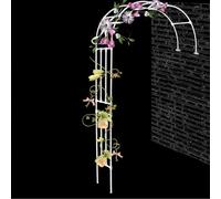 Metal Half Arch Stand Garden Pergola Arbor Stable 5.9ft 7.2ft 7.8ft 8.2ft 8.8ft 9.8ft W, For Outdoor Various Climbing Plant Flower Garden Arch Archway Trellis Weatherproof ( Color : White , Size : W90