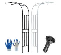 Metal Half Garden Arch Trellis for Climbing Plants - 7.8FT Outdoor Garden Arbor, Large White Archway Decoration for Patio, Lawn & Backyard - 2.4M x 2.4M
