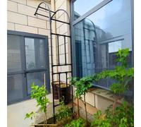 Metal Half-side Garden Arch Trellis 2.4m Large Arbor Wall Mounted Wedding Heavy Duty Steel Support Frame Pergola for Climbing Plants Stand Patio Yard Path(Black,260W x 240H cm)