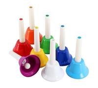 Metal Hand Bell - 8-Tone Coloured Call Bell, Portable Musical Instrument with Clear, Bright Sound and Handle, Perfect for Teaching, Worship Services, Celebrations, Children's Groups and Early Musical