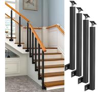 Metal Hand Railing Spindles with Flat & Adjustable 270° Angle Bracket,Square Stair Baluster Posts,Side Mount,Banister Column for Deck,Steps,Garden(Size:95cm/37.4in,Color:4 Pack)