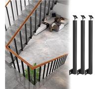 Metal Hand Railing Spindles with Flat & Adjustable 270° Angle Bracket,Square Stair Baluster Posts,Side Mount,Banister Column for Deck,Steps,Garden(Size:90cm/35.4in,Color:3 Pack)