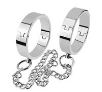 Metal Handcuffs and Ankle Cuffs with Chain, Smooth Rounded Wrist and Ankle Restraints for Couples, Bondage Set for Sensual SM Role Play and Intimate Control