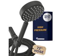 Metal Handheld Shower Head with Hose and Brass Bracket, Matte Black, High Pressure, 2.5 GPM, Removable Hand Shower, 1.8 m Long, Flexible Extension, Adjustable Spray Rod Bracket, 1.8 m