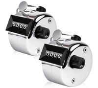 Metal Handheld Tally Counter, 4 Digit Display, Stainless Steel, Battery-Free, 2 Pack, for Golf, Baseball, Knitting, Coaching, Fishing (Black)