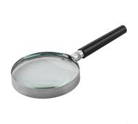 Metal Handle 5X Magnification Handheld Magnifier with Optical Glass Lens for Precise Reading and Close Examination, Lens Diameter 75mm to 100mm (75mm)
