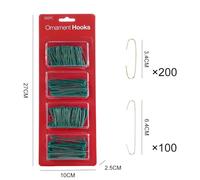Metal Hangers for Christmas Tree Decorations, Strong Iron Ornament Hooks for Hanging Balls, Pendants, Reusable Xmas Tree Accessories(Green 300Pcs)