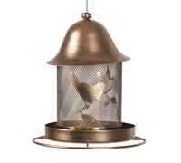 Metal Hanging Bird Feeder, Weatherproof Wild with Mesh Seed Tray, Vintage Bronze for Outdoor Yard, Garden, Attracts Finch, Sparrow & Cardinal