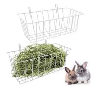 Metal Hanging Hay Racks - Bunny & Guinea Pig Hay Feeder Station (White)