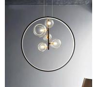 Metal Hanging Light Black 36W Bright Round Ring Pendant Light Compatible with Bar Dining Room Entrance Bedside SuspensLighting Pendant lamp Fixture(/warm White Ring)