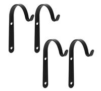 Metal Hanging Plant Bracket, Curved Iron Hook for Flower Pot Bird Feeder Lantern, 4PCS Black White Wall Mount Garden Decor
