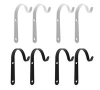 Metal Hanging Plant Bracket Set, 4-Piece Curved Iron Hook for Flower Pots, Bird Feeders & Decorations, Black/White, 70x42x9mm