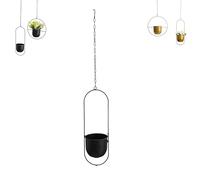 Metal Hanging Planter for Indoor Plants | Modern Hanging Basket | Ceiling Planter for Succulents, Cacti, Air Plants | Indoor & Outdoor Balcony Decor | Suspended Plant Pot with Chain (Black B)