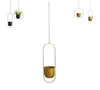 Metal Hanging Planter for Indoor Plants | Modern Hanging Basket | Ceiling Planter for Succulents, Cacti, Air Plants | Indoor & Outdoor Balcony Decor | Suspended Plant Pot with Chain (Gold B)