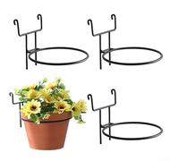 Metal Hanging Railing Flower Pot Holders, Wall-Mounted Iron Plant Stands for Balcony, Space-Saving Garden Rack for Succulents and Pothos, Black(4pcs)