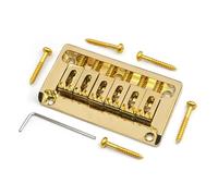 Metal Hardtail Guitar Bridge with Side Wall, Electric Guitar, Body Through, 6 Strings, Black, Gold, Chrome, 82x44mm-10.5(Gold)